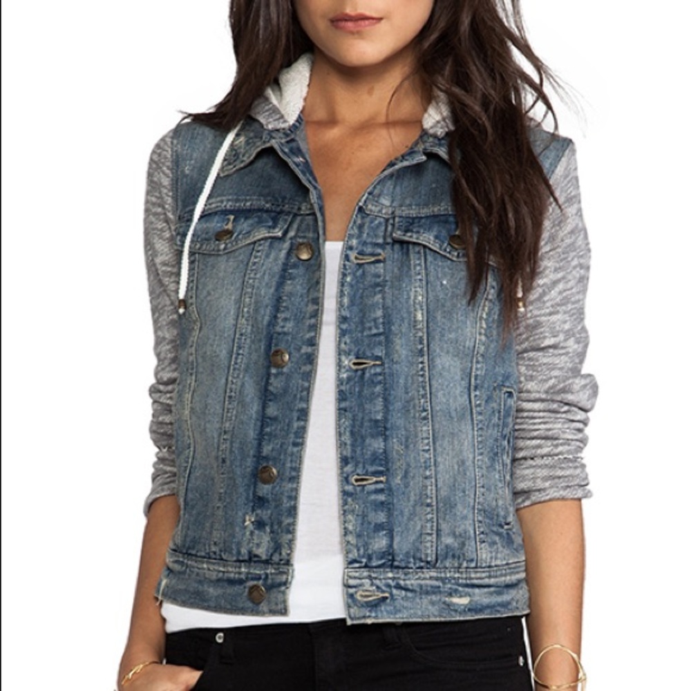 Free People Denim Knit Jacket